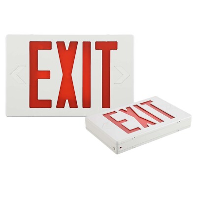 UL 2 Packs Led Red Exit Sign & Emergency Lights with Battery Backup for Home.