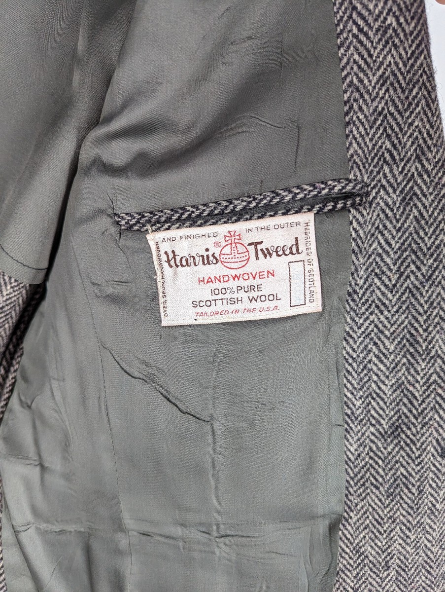 Harris Tweed Herringbone Vintage 60s 70s Mod Scottish Woven Jacket