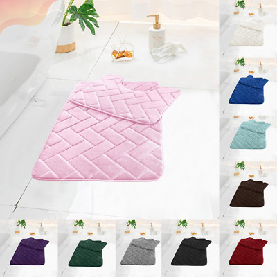 Neu BLOCK STYLE BADEMATTE PODEST MEMORY FOAM Antirutschmatten Ultra Soft Teppich 2tlg