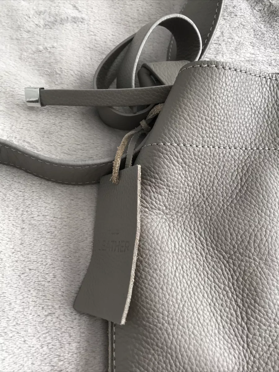 NEXT Grey Suede Leather Medium Tote Shoulder Bag Coin Purse
