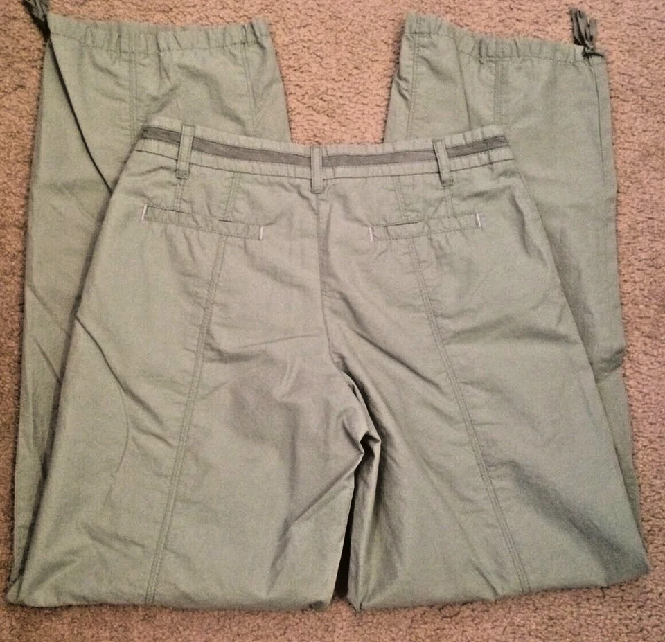 Pantalones chinos Anthropologie SITWELL verde ejército pierna ancha ceñida lazo dobladillo talla 4 32"" Foto 2 de 4