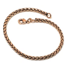 Pure Copper Wheat Chain Unisex Bracelet, 100 % Oxidized Copper Chain Bracelet