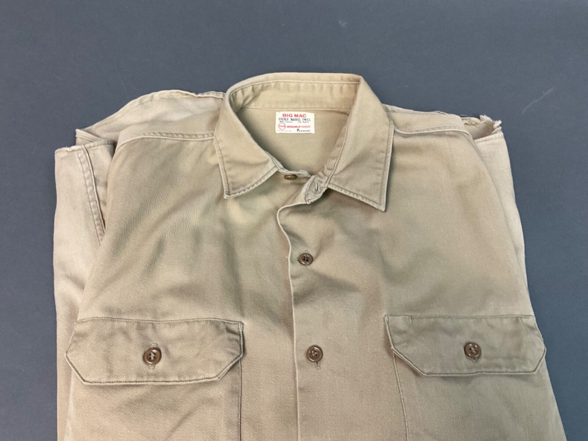 Vtg 1960's Big Mac Penneys Cotton Work Shirt Sanforized Double