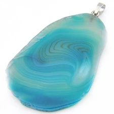 Super Huge 100% Genuine Ocean Blue Agate Geode Druzy Silver Necklace Pendants
