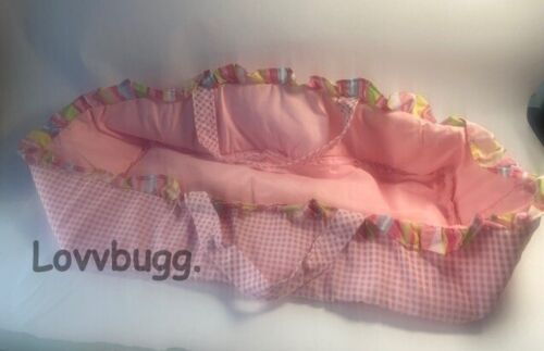 Pink Check Carry Bed for Bitty Baby up-to 16" Doll Accessory FREESHIP ADDS! Lovv - Afbeelding 1 van 4