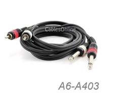3 ft Dual 1/4" (6.3mm) Mono Male to Dual-RCA Male Audio Cable - A6-A403