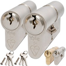 Yale Door Locks Euro Cylinder Pair Keyed Alike Anti Bump Barrels High Security
