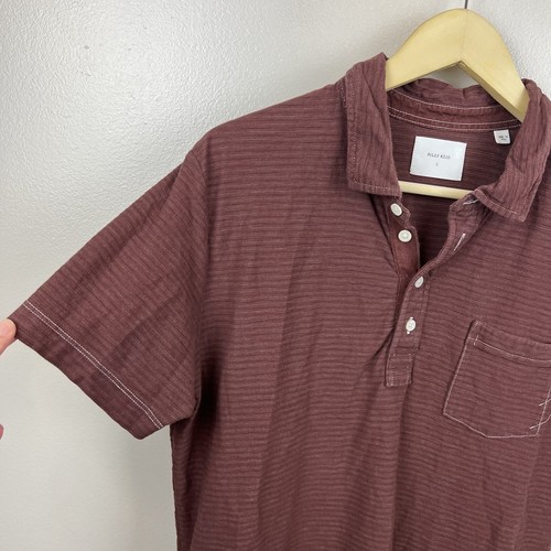 Billy Reid Pensacola Polo Shirt Mens Size Large Burgundy Brown Business Casual - 第 4/9 張圖片