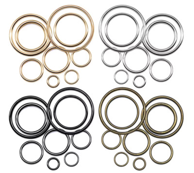 RUNDE O-Ringe aus Metalllegierung geschweißt, Lederhandwerk Schnallen, Silber Schwarz Gold Bronze
