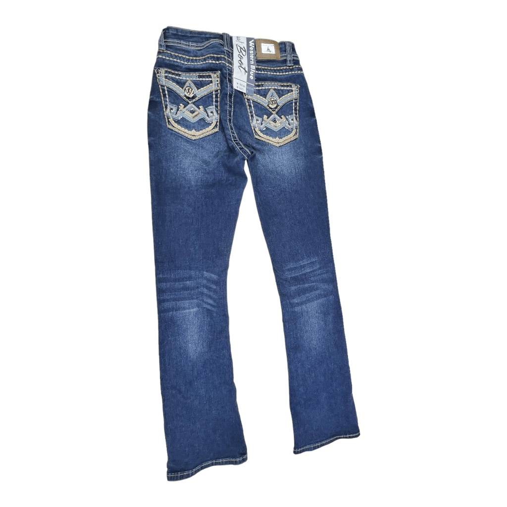 Western Blue Jeans Women's 1 Blue Boot Cut Solid with Embroidered