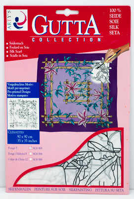 Seidentuch, ARTY'S Gutta Collection,  ''CLÉMATITES''  90 x 90 cm, Pongé 5