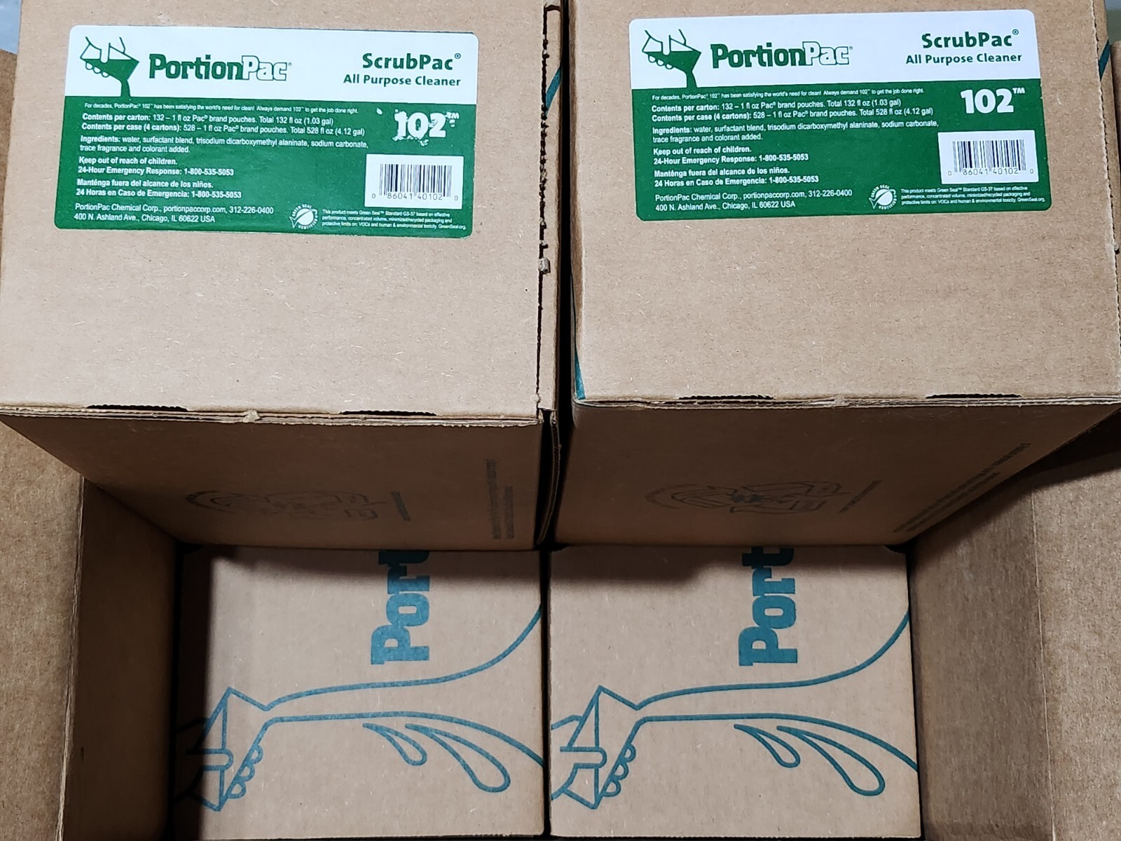 Portion Pac Kit (Case of 4 boxes/528 pcs) PORTION PAC 102 ScrubPac All Purpose Cleaner ...
