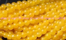 Wholesale Genuine natural 5 Strands 4mm Yellow Jade Round Gems Loose Beads 15"