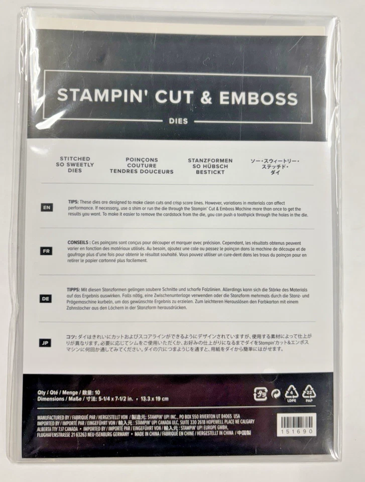 Stampin' Up STITCHED SO SWEETLY DIES CUT THINLIT NEW 151690 - Image 2 of 2