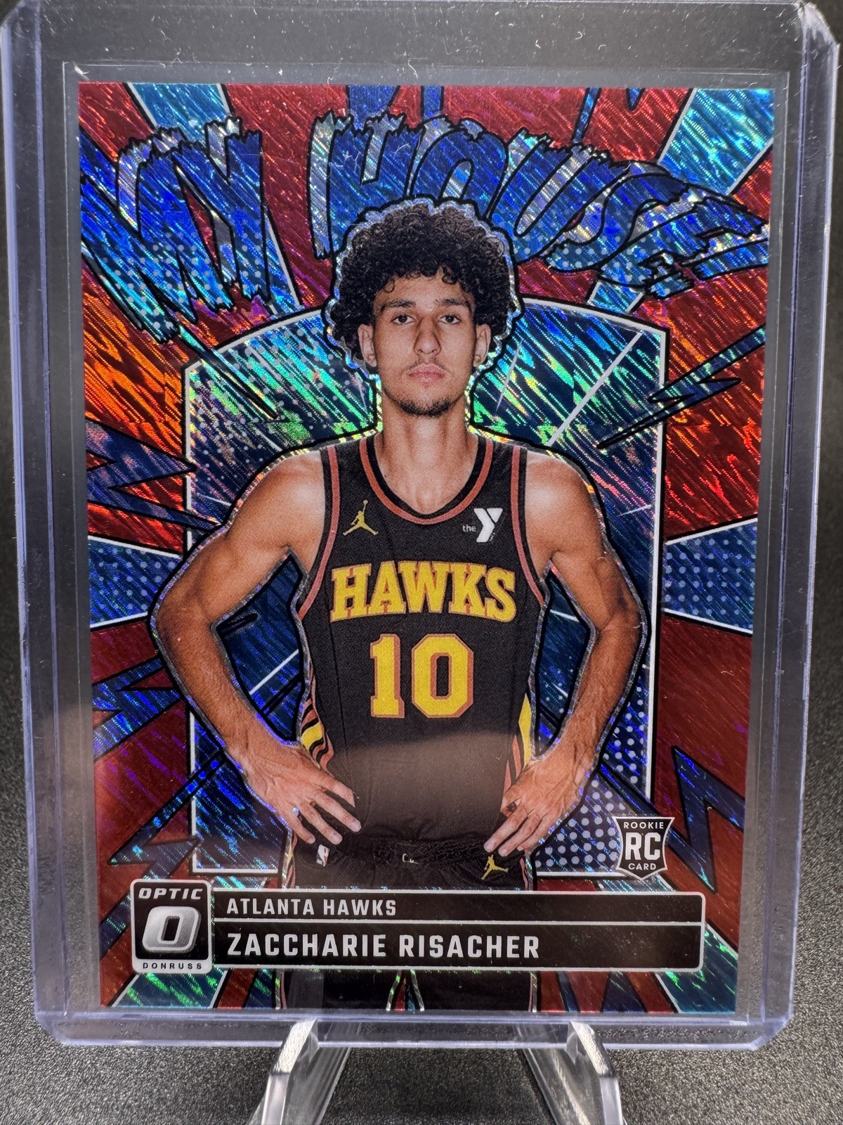 2024-25 Panini Donruss Optic Zaccharie Risacher My House Red Shimmer /75 RC