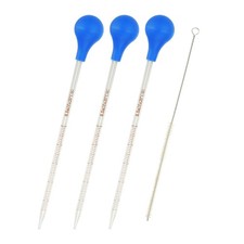 3 Pcs 0.5ml Borosilicate Glass Graduated Dropper Pipettes Kit with Brush, Clear