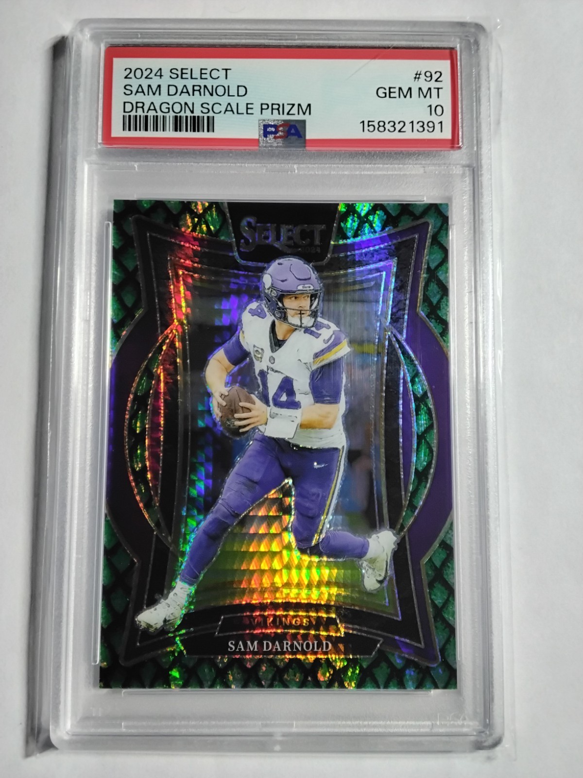 2024 Select DRAGON SCALE PRIZM /81 Sam Darnold #92 PSA 10