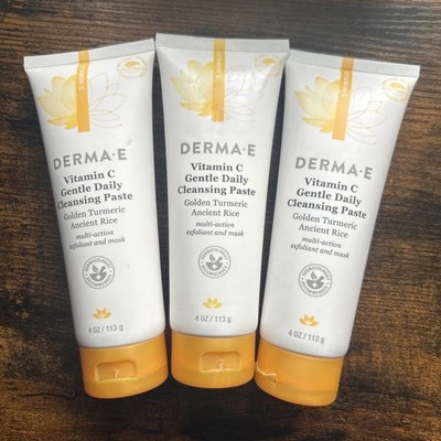 X3 Derma E Vitamin C Gentle Daily Cleansing Paste ~ 4 OZ EACH ~ Golden Tumeric