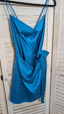 Show Me Your Mumu Eve Mini Dress Blue, Drape Neckline,Women's  M