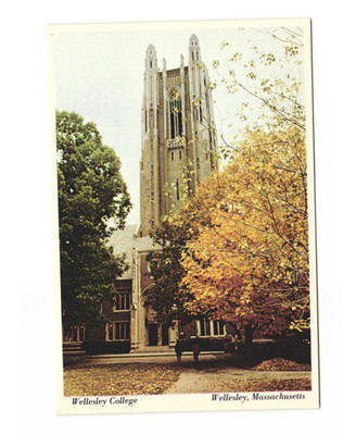 WELLESLEY COLLEGE WELLESLEY MA VTG Postcard UNP Galen Stone Tower