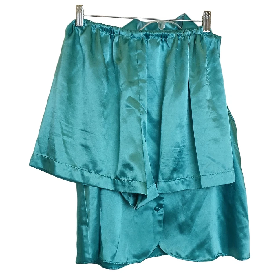 Bali Studio Satin Pajama Set Womens Small Green Shorts Sexy Lounge #D-28 - Image 2 of 4