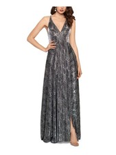 BETSY  ADAM Womens Black Gown Spaghetti Strap Formal Fit  Flare Dress 2