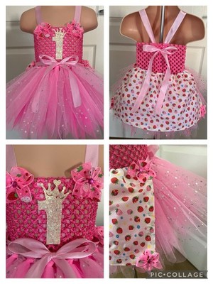 1st Birthday Strawberry Tutu Dress.First Party Princess Photoshoot FREE p&p