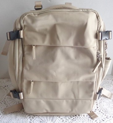 17 inch Travel Laptop Backpack USB Charging Port - Tan - NEW