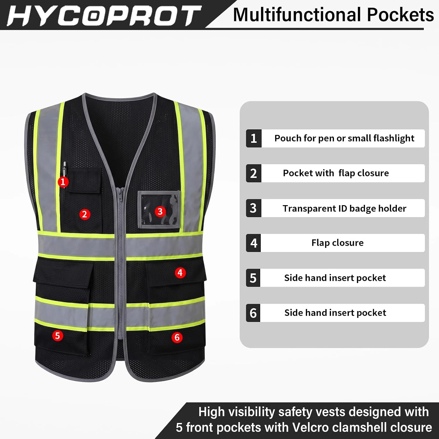 Hi Vis Reflective Safety Vest for Men Women High Visibility Work image 2
