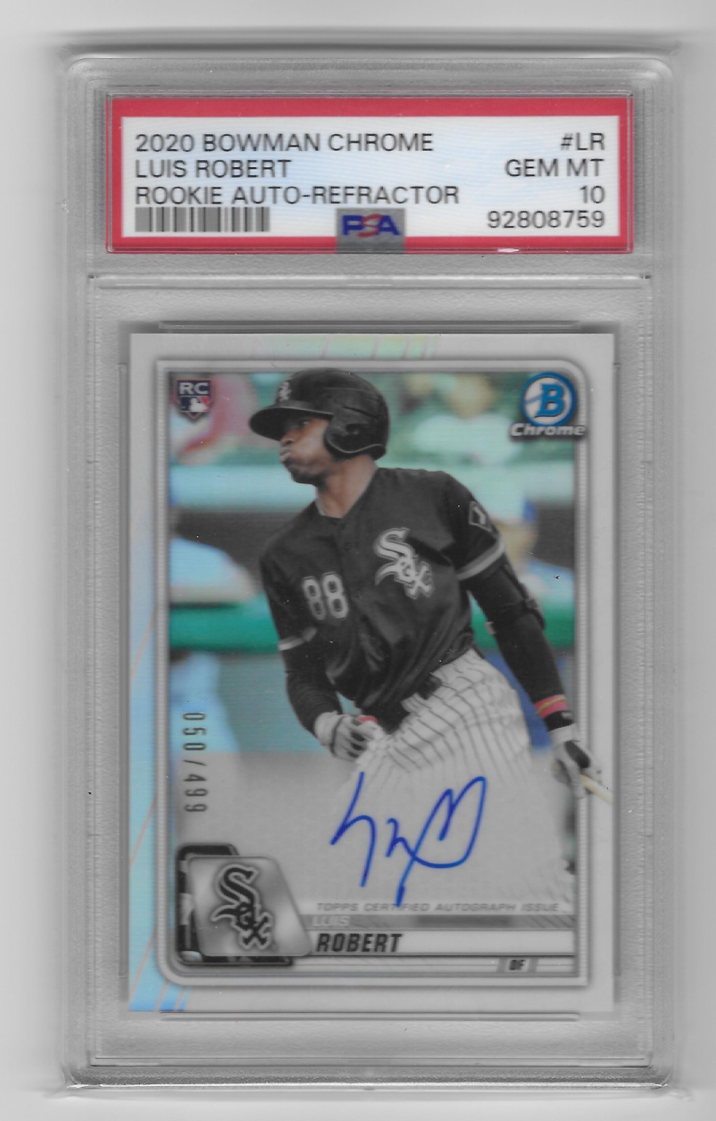 2020 Bowman Chrome CRA-LR Luis Robert Refractor /499 Auto PSA 10 RC Autograph
