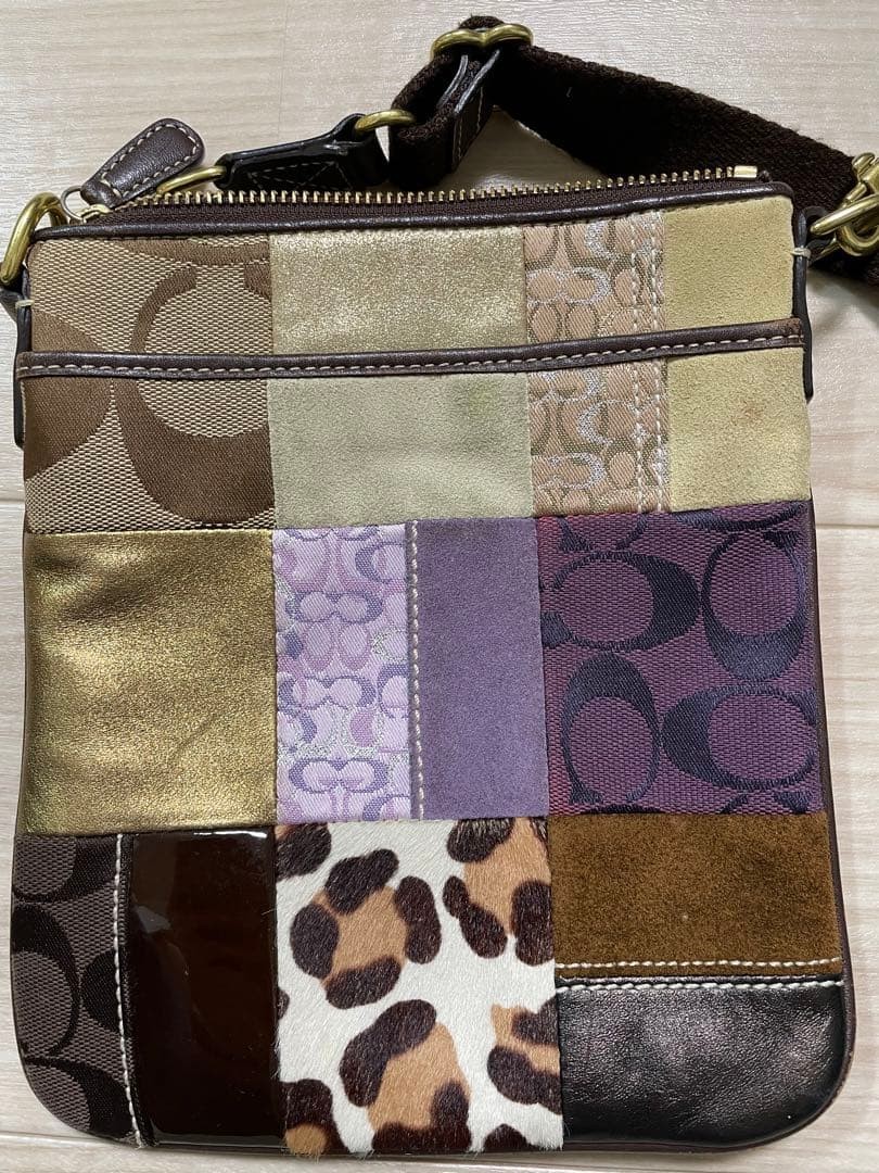 Coach Multi-Color Patchwork Pouch Leather Bag Adj… - image 3