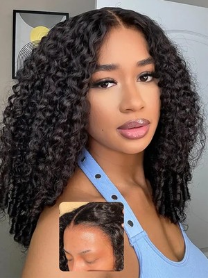 18 Inch 7x5 Burmese Curly Glueless Wigs ISEE Human Hair Lace 