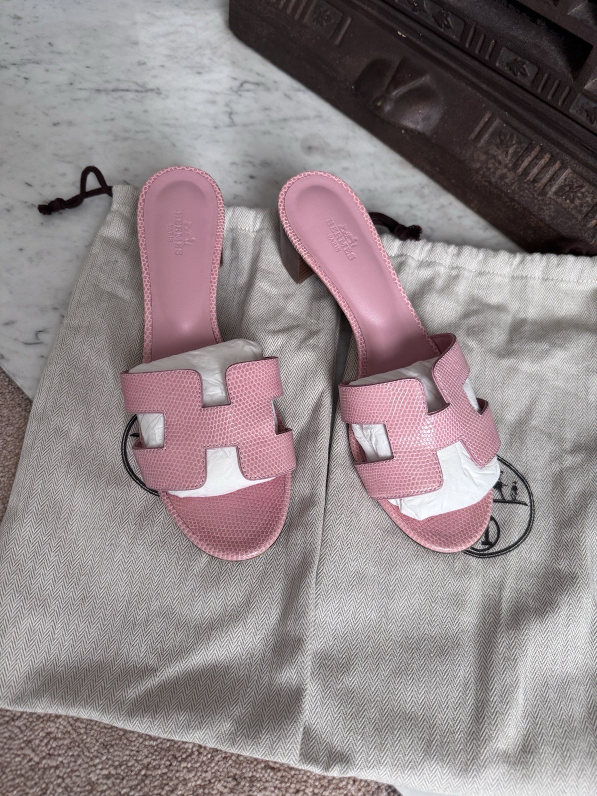 Hermes  Oasis Sandal exotic Java Lizard leather, Size 39.5 