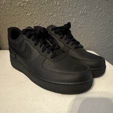 Nike Air Force 1 IH4452-001 Leather Low Top Triple Black Ripstop Men