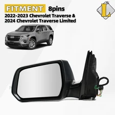 Left Driver Side View Mirror For 2022-2023 Chevrolet Traverse 8 Pins w/ Heated