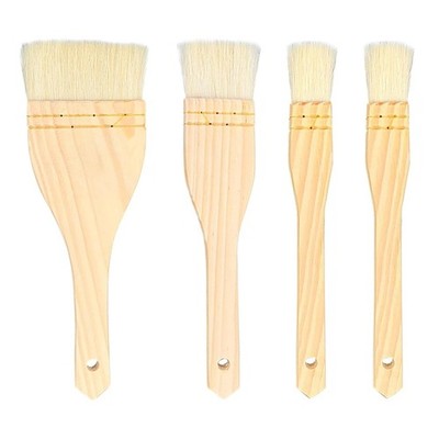 4 Pcs Flat Hake Brushes 2x 1 Inch＋1x 2 Inch and 1x 3 Inch, Multicolor