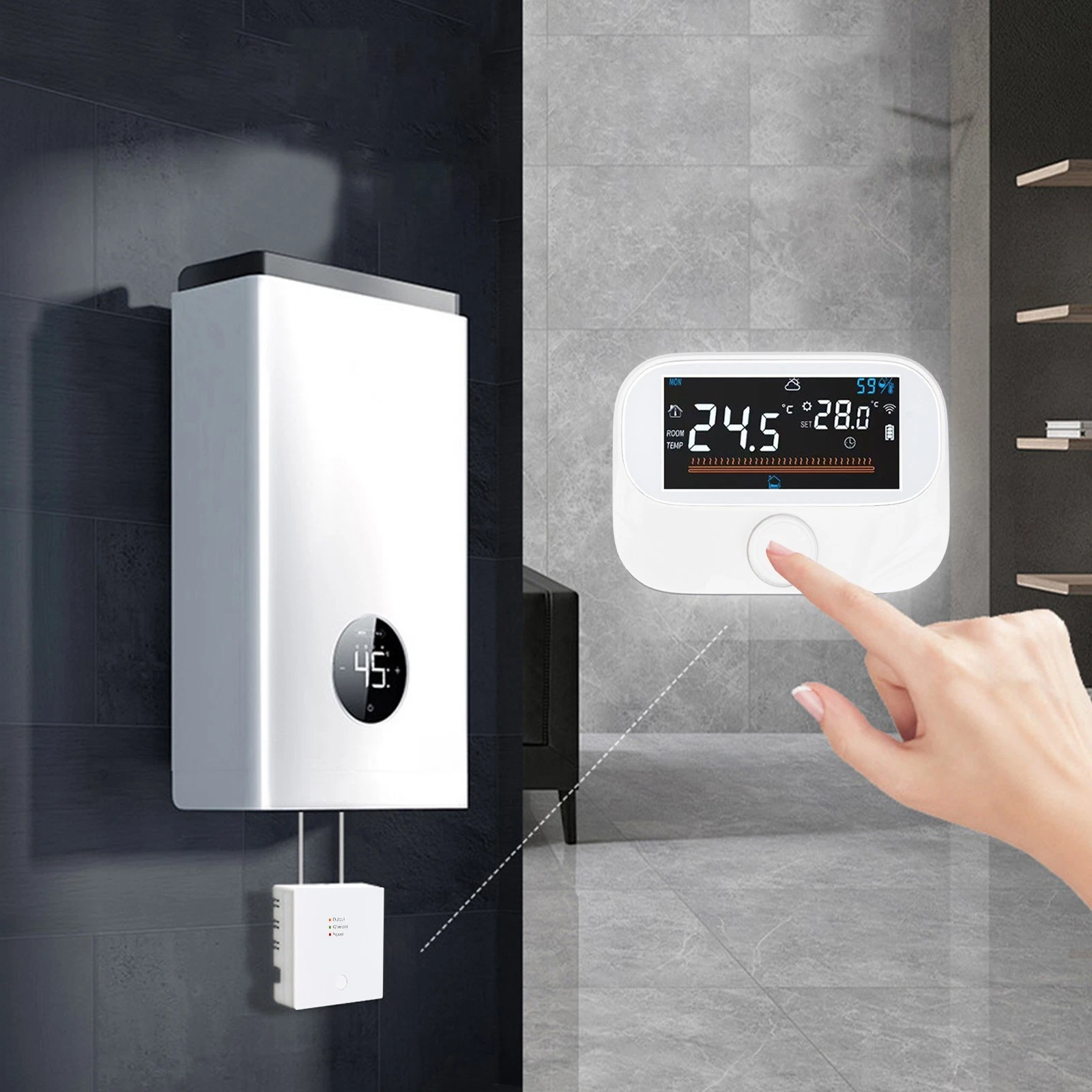 Reliable and Efficient Heating with Antifreeze Function on RF Boiler Thermostat
