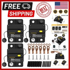 3-Pack 30 Amp Waterproof Circuit Breaker with Manual Reset for Marine Vehicles