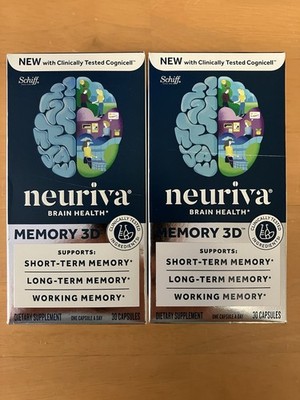 2-Pk New Neuriva Brain Health Memory 3D - 60 total Caps *SHIPS FREE* Exp. 08/27