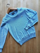 Vintage Izod Lacoste Sweater: 60s Orlon Light Blue Knit Crew Neck, Women's Large