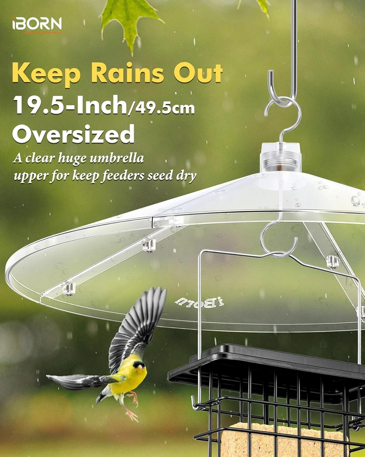 Baffles for Bird Feeders, 19.5” Oversized Bird Feeder Cover for Rain Guard, Bird