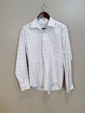 Tailorbyrd Men's XL Blue/White Long Sleeve Cotton Shirt Button Up Plaid