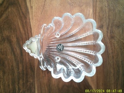 Muschelschale Bleikristall + 800er Silbergriff Vintage Emil Hermann Waldstetten