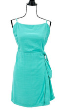 NINE WEST Women's XL Spring Green Sleeveless Wrap Shift Dress Knee Length