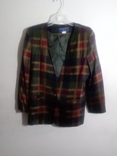 Vtg,Norton McNaughton Petite Plaid Blazer Women's Mind Hunter Green USA