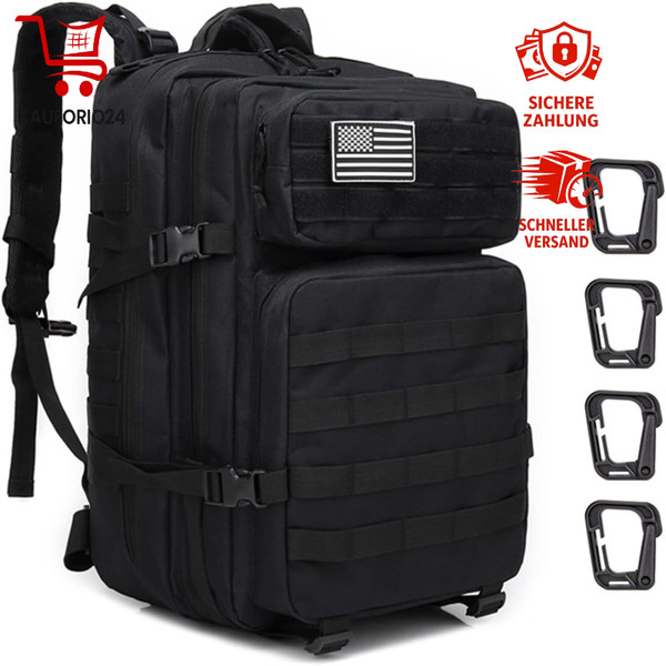 Taktischer Rucksack 45L Molle Outdoor Wandern Camping Trekking Schwarz Herren-image