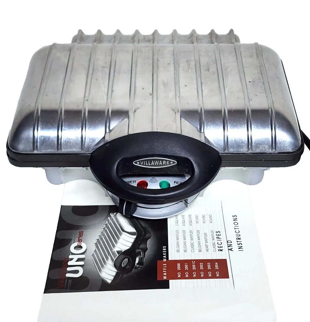 Villaware Uno Stick Waffler Model 2008 Chrome Waffle Maker Tested Works