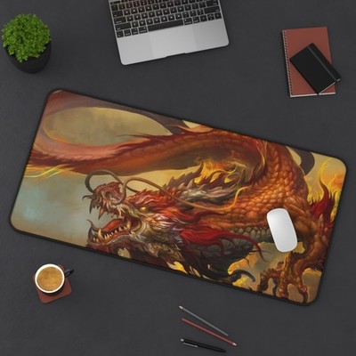 Oriental Red Dragon Gaming Desk Mat Mouse Pad Playmat