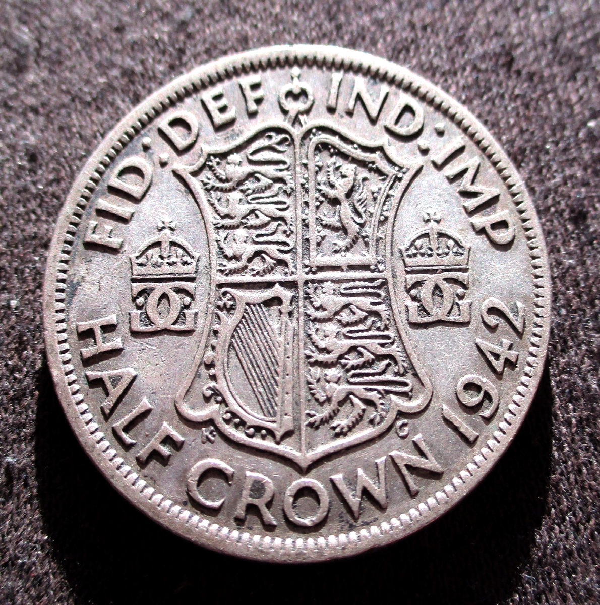 OLD SILVER HALF CROWN 1942 COIN UNITED KINGDOM KING GEORGE VI