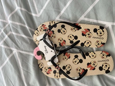 Disney Mickey Minnie Mouse Flip-Flops Sliders Sandals size large 7/8 BNWT - Image 1 of 3